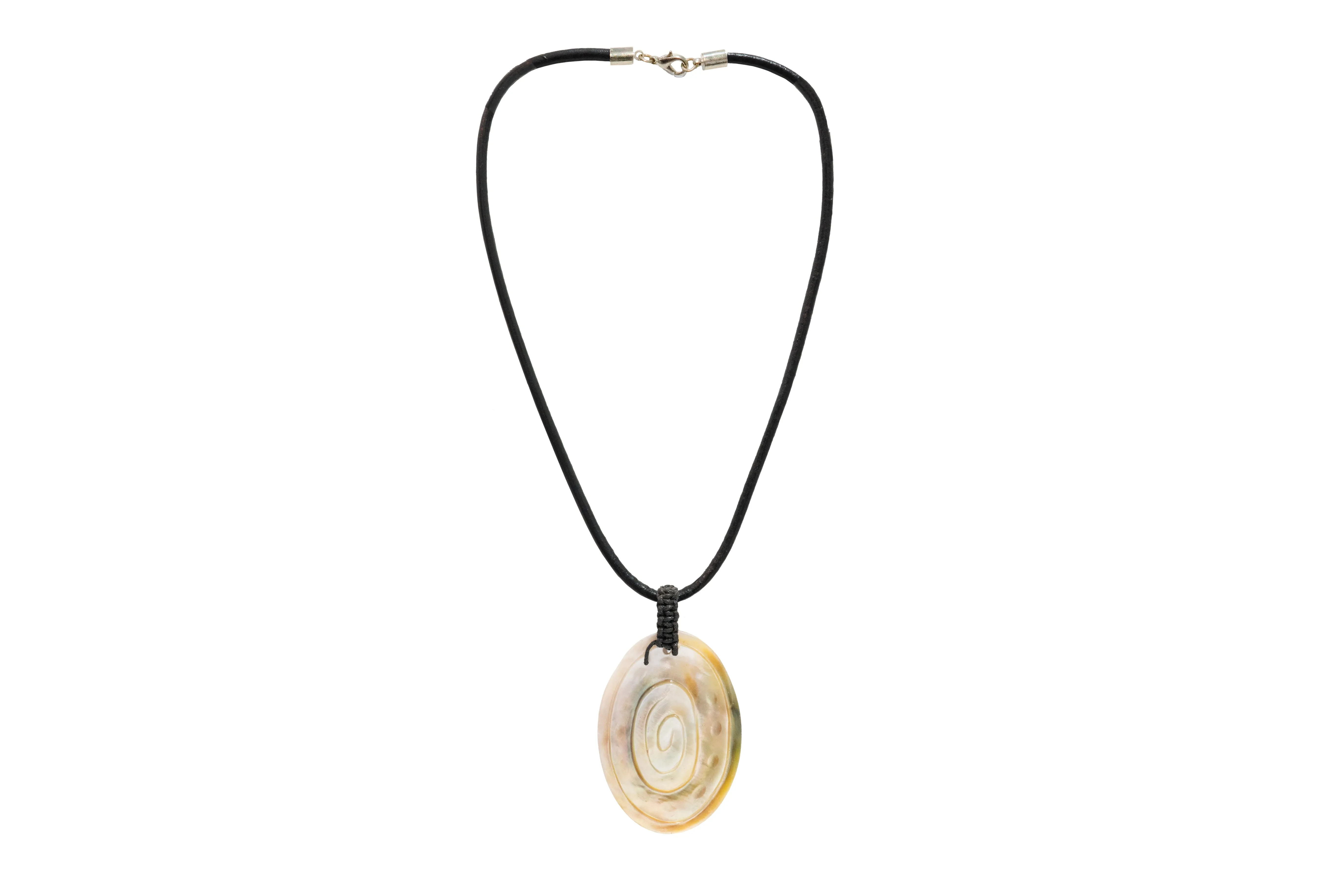 Leather Cord Necklace With Natural Shell Pendant