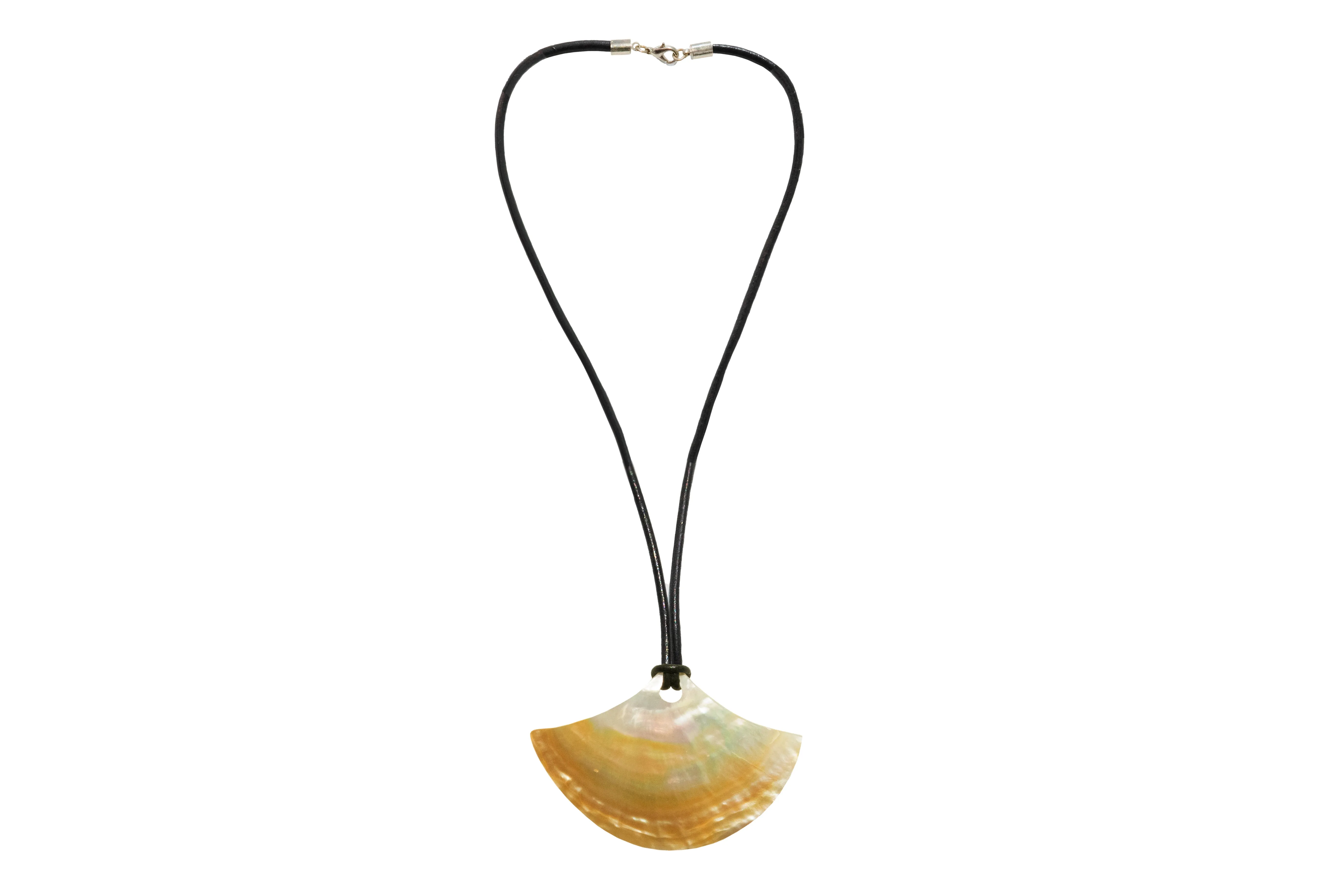 Leather Cord Necklace With Natural Shell Pendant