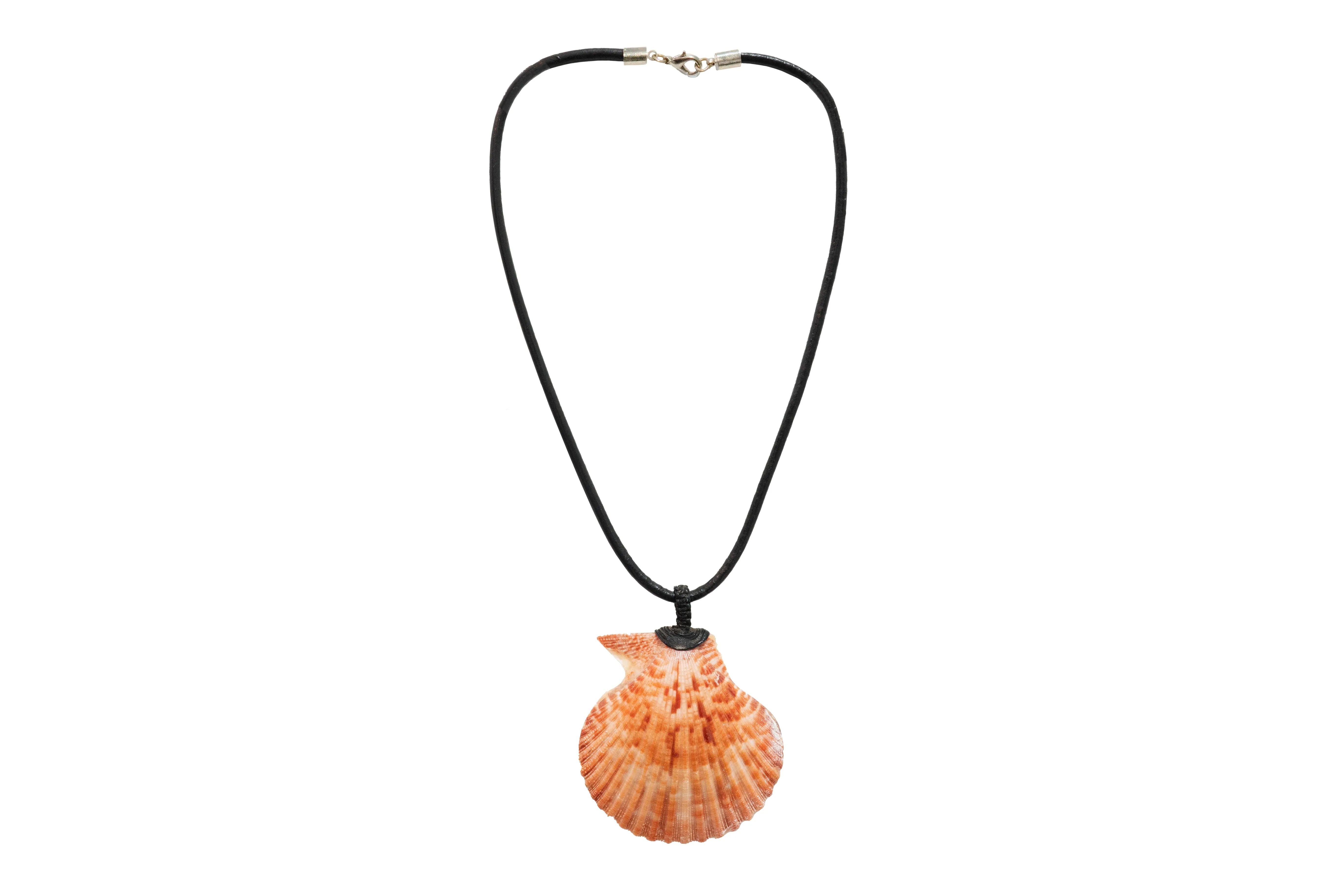 Leather Cord Necklace With Natural Shell Pendant