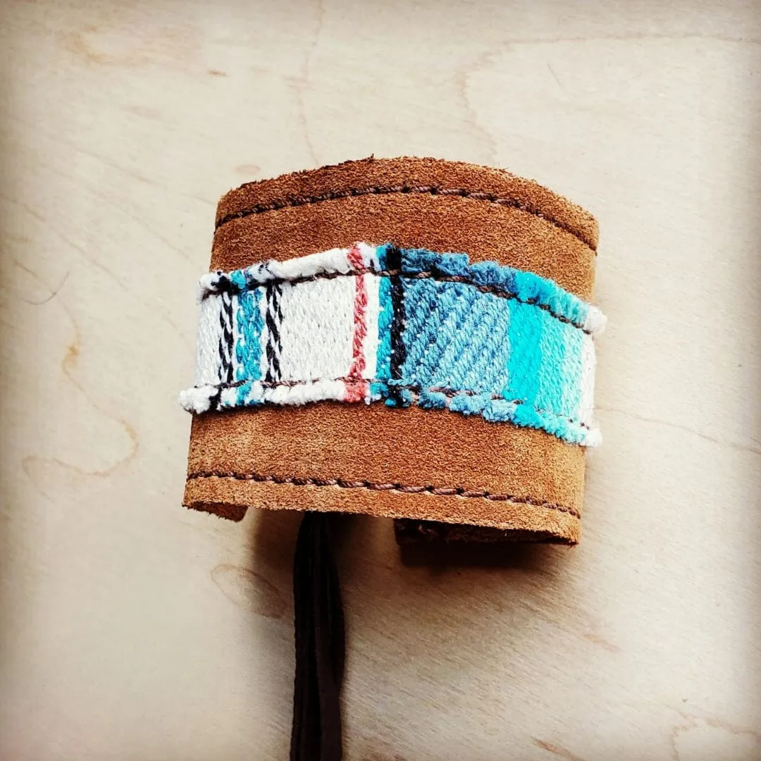 Leather Cuff w/ Leather Tie-Pastel Serape