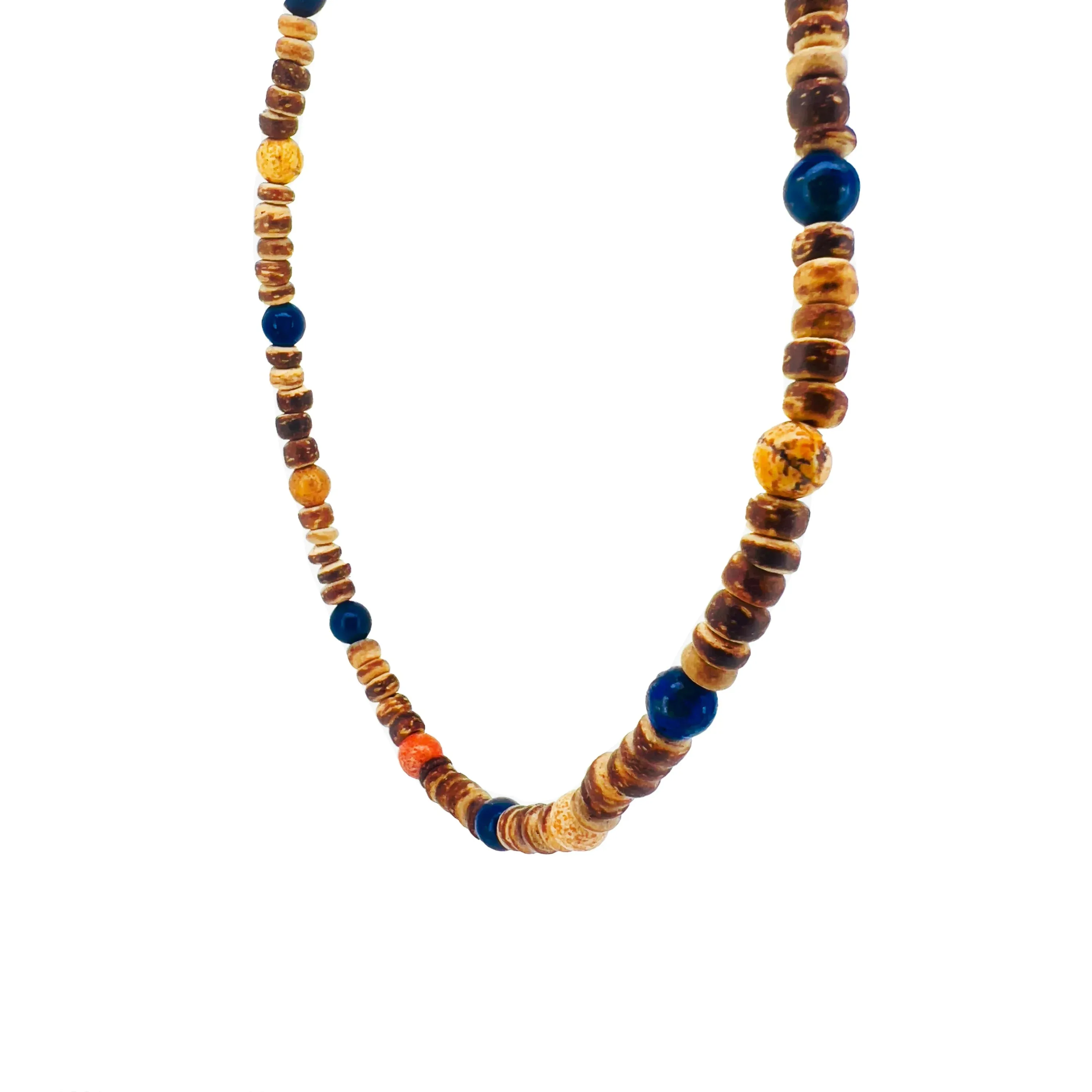 Mack Beaded Shell & Wood Necklace