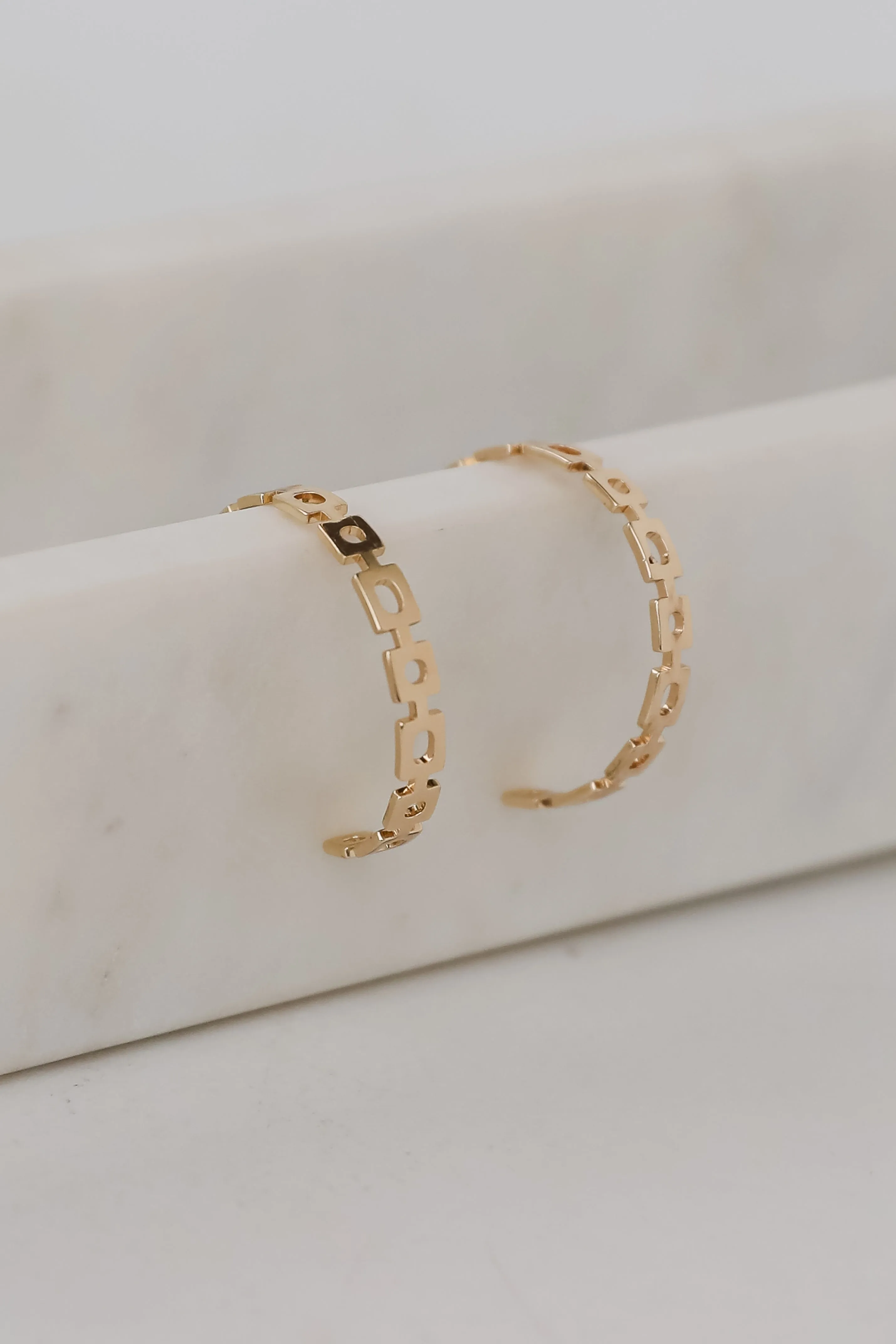 Mary Gold Chainlink Hoop Earrings