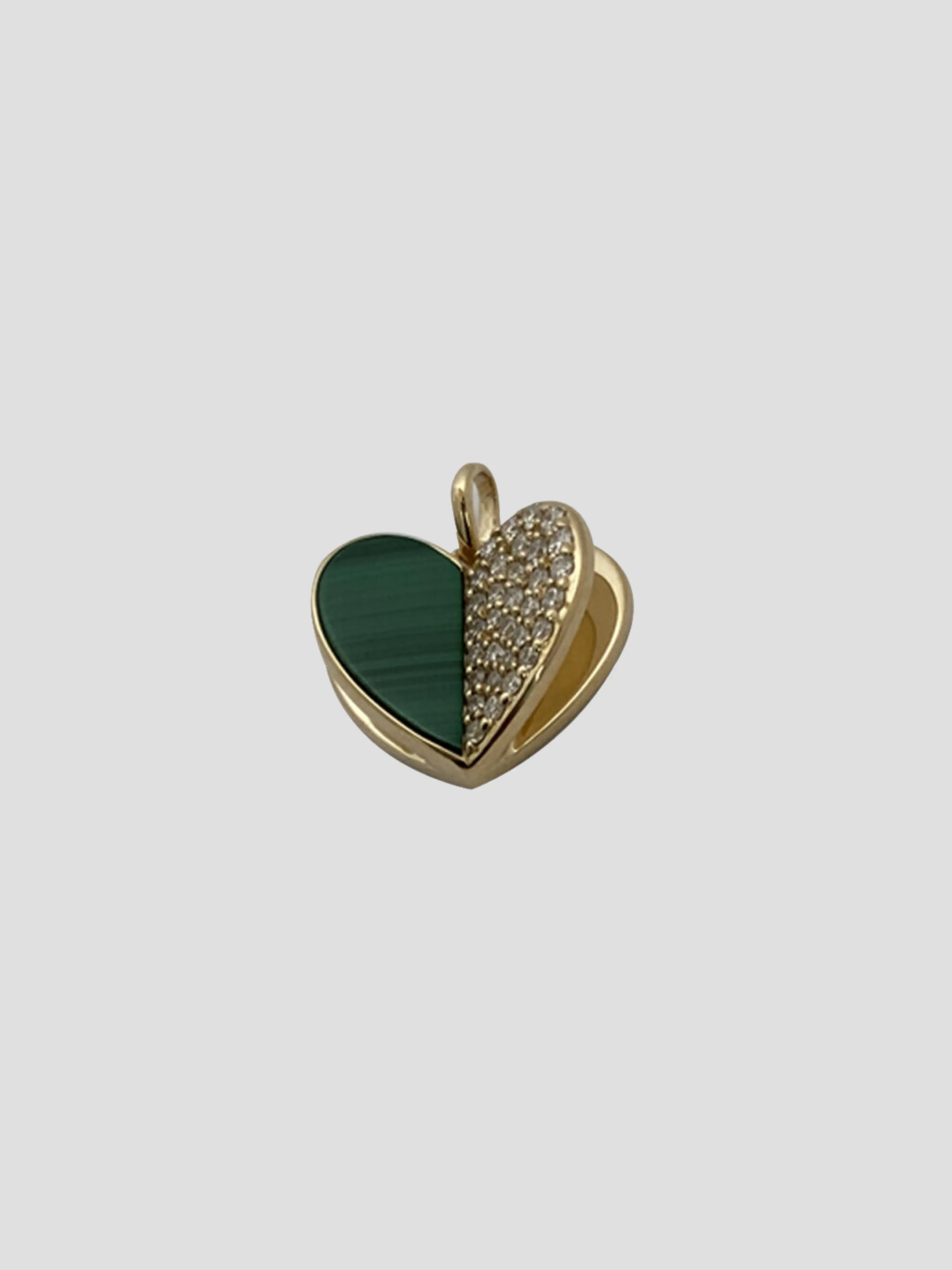 Memento Malachite & Diamond Heart Charm Pendant