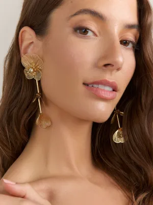 Metal Floral Drop Earrings