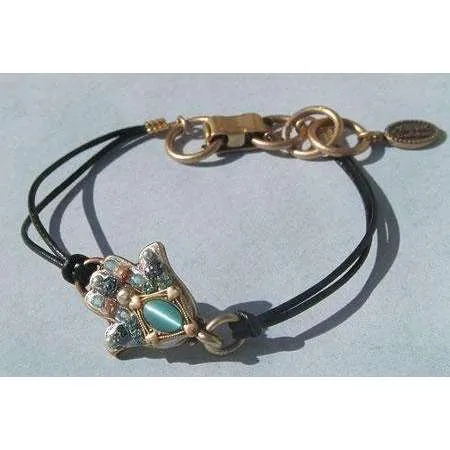 Michal Golan Cat’s Eye Hamsa Bracelet On Leather