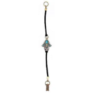 Michal Golan Cat’s Eye Hamsa Bracelet On Leather