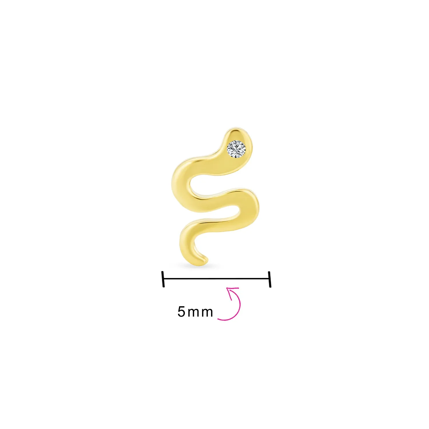 Minimalist 14K Gold Serpent Cartilage Ear Stud Earring with Safety Clutch