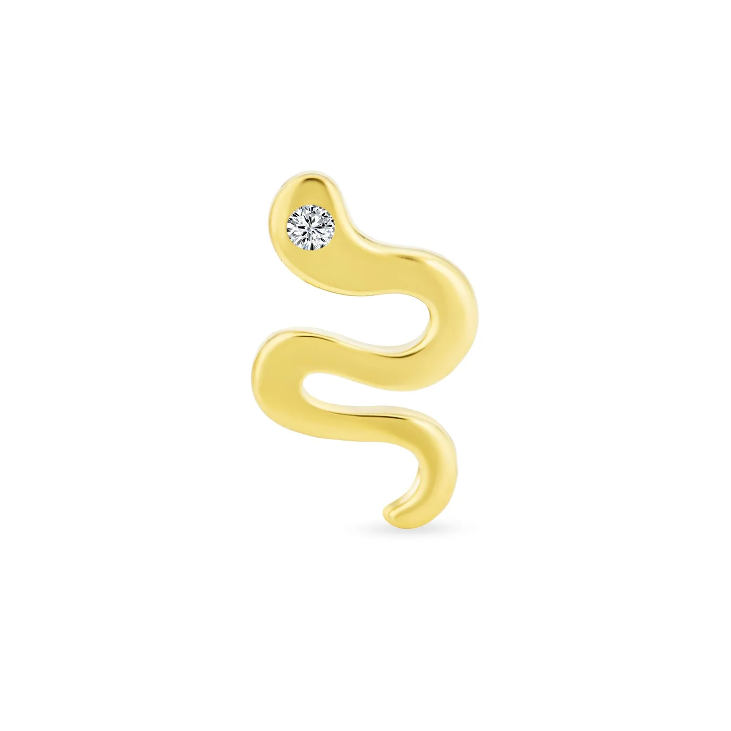 Minimalist 14K Gold Serpent Cartilage Ear Stud Earring with Safety Clutch