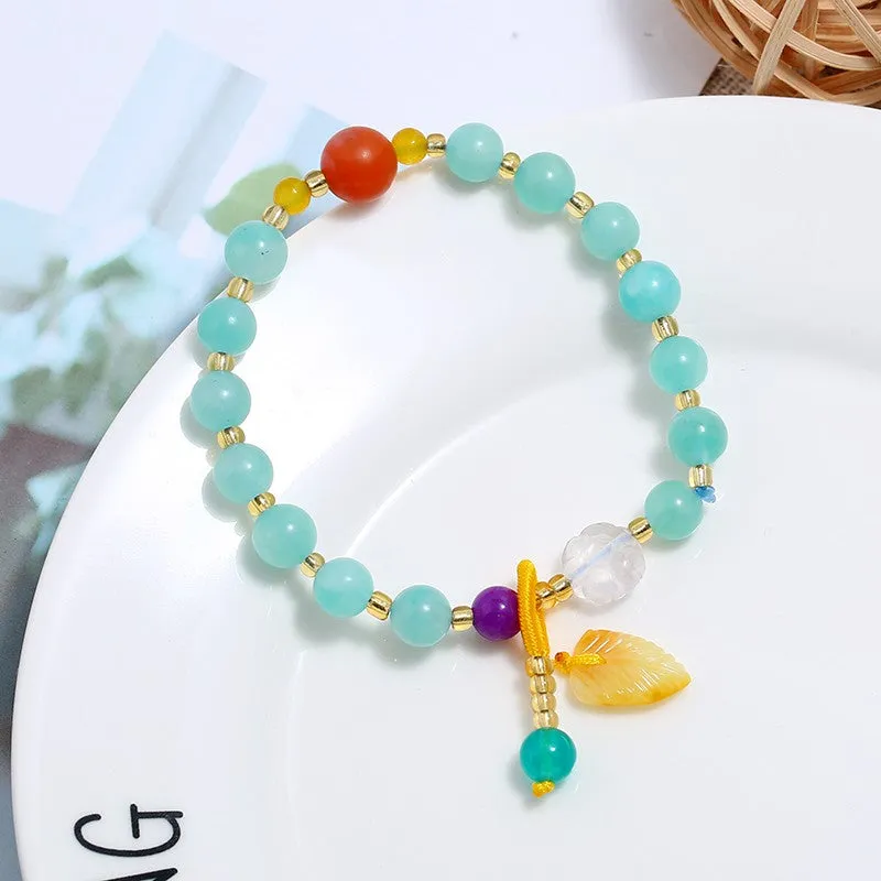 Natural crystal stone bracelet aquamarine moonstone bracelet for women