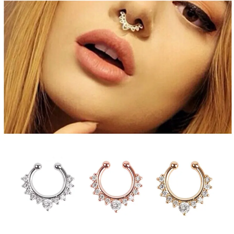 New Arrival Alloy Nose Hoop Nose Rings Body Piercing Jewelry Fake Septum Clicker Non Piercing Hanger Clip On Jewelry