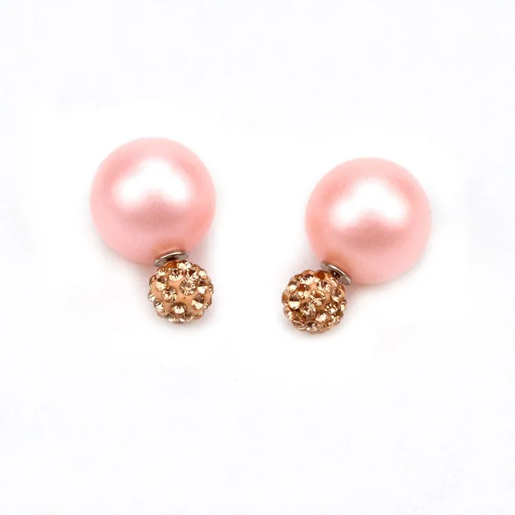 New Fashion jewelry double pearl earrings brincos candy color earrings for women pendientes trendy stud earrings