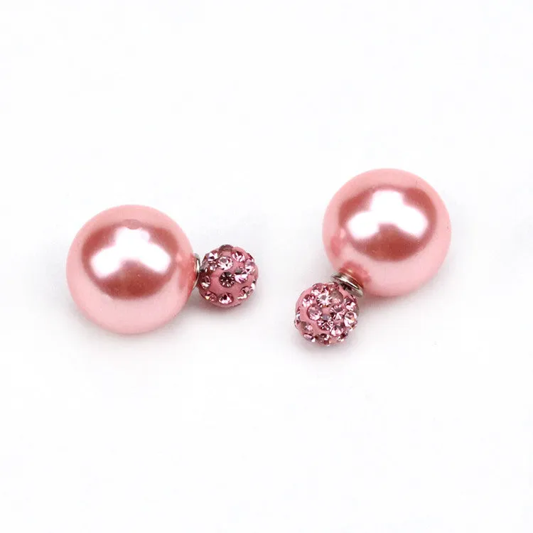 New Fashion jewelry double pearl earrings brincos candy color earrings for women pendientes trendy stud earrings