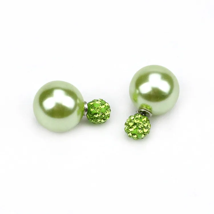 New Fashion jewelry double pearl earrings brincos candy color earrings for women pendientes trendy stud earrings