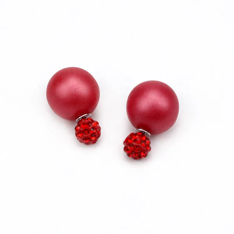 New Fashion jewelry double pearl earrings brincos candy color earrings for women pendientes trendy stud earrings