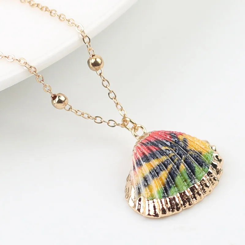 New Painted Shell Necklace Choker For Women Bohemian Shell Cowrie Pendant Necklace Female Fashion Beach Jewelry 2021