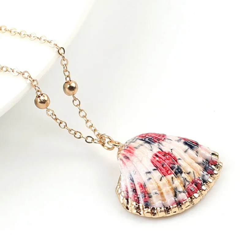 New Painted Shell Necklace Choker For Women Bohemian Shell Cowrie Pendant Necklace Female Fashion Beach Jewelry 2021