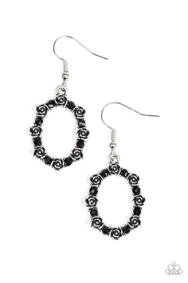 Paparazzi Earring ~ Rosy Royal - Black