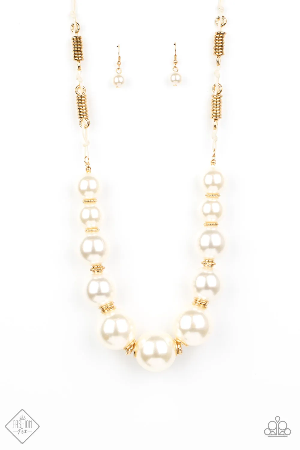 Paparazzi Necklace ~ Pearly Prosperity -Fashion Fix Oct2020 - Gold