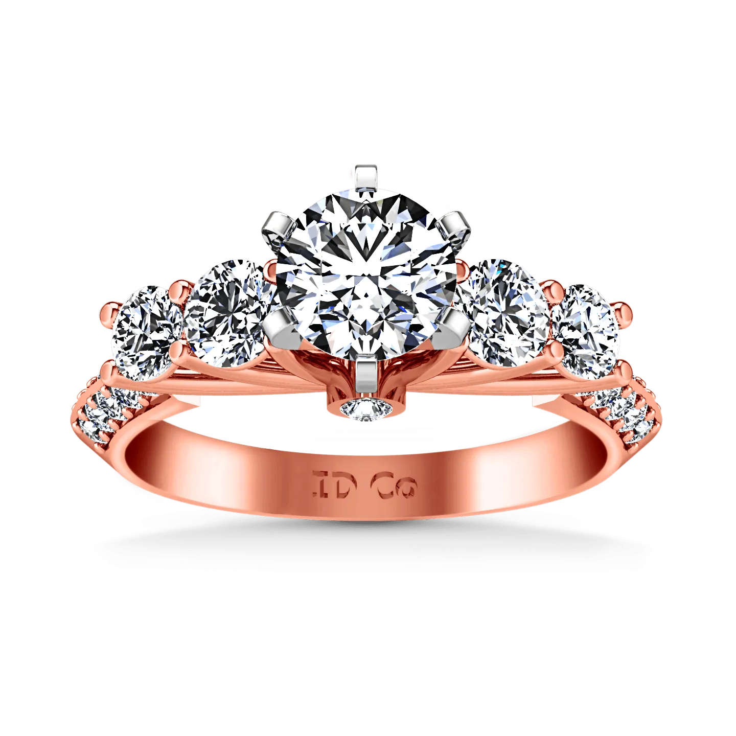 Pave Diamond Engagement Ring Regal 14K Rose Gold