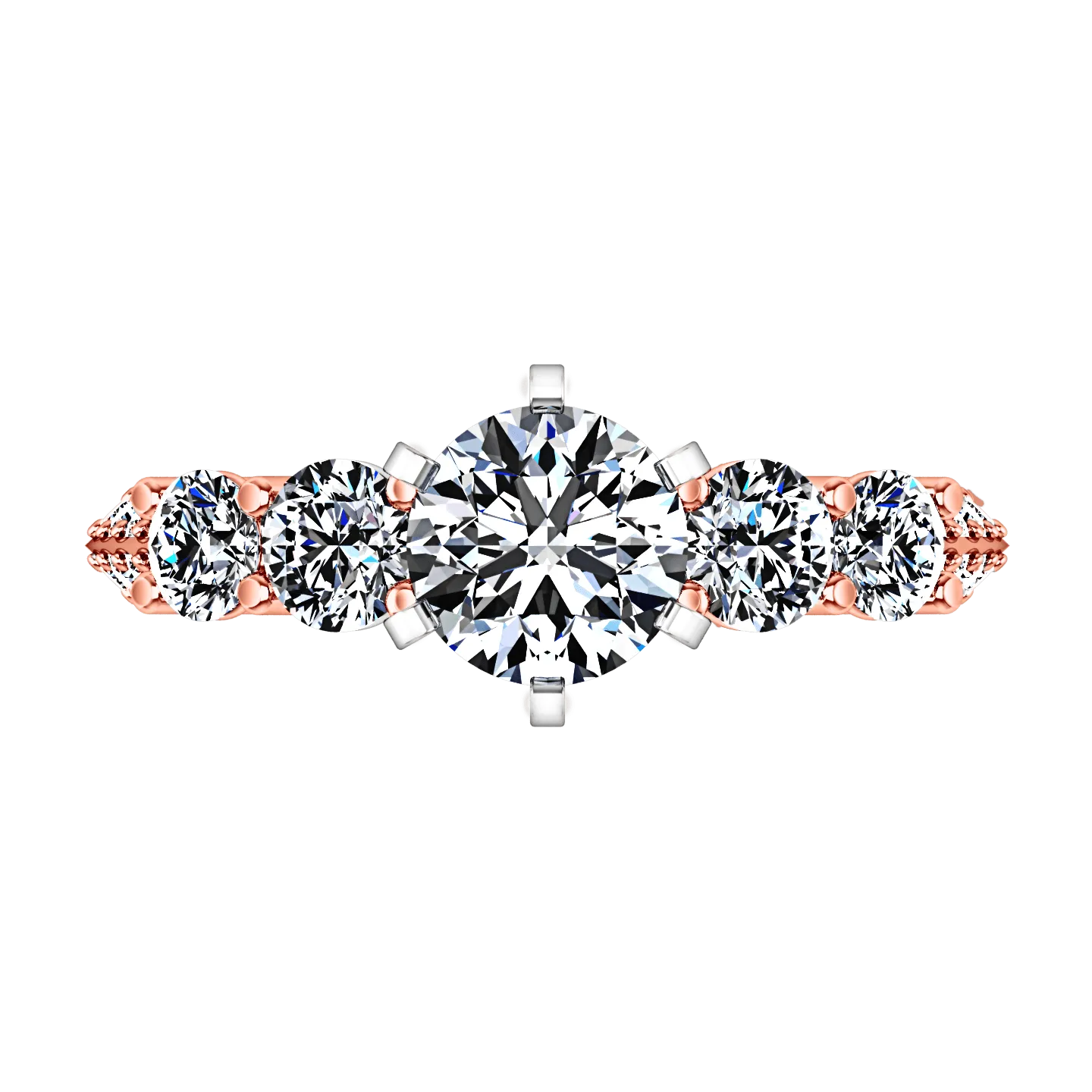 Pave Diamond Engagement Ring Regal 14K Rose Gold