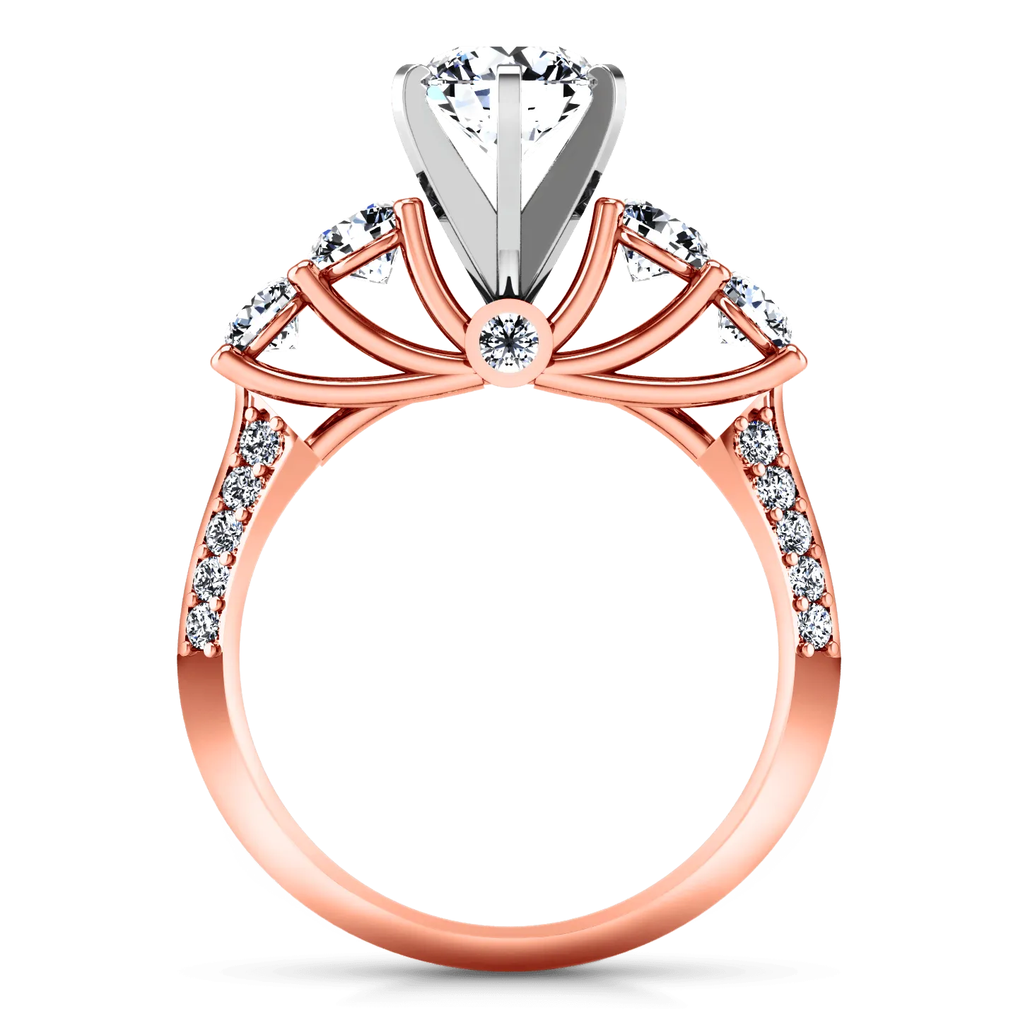 Pave Diamond Engagement Ring Regal 14K Rose Gold