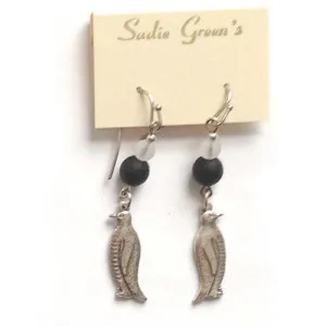 Penguin Profile Silver Earrings (3/4" Tall)