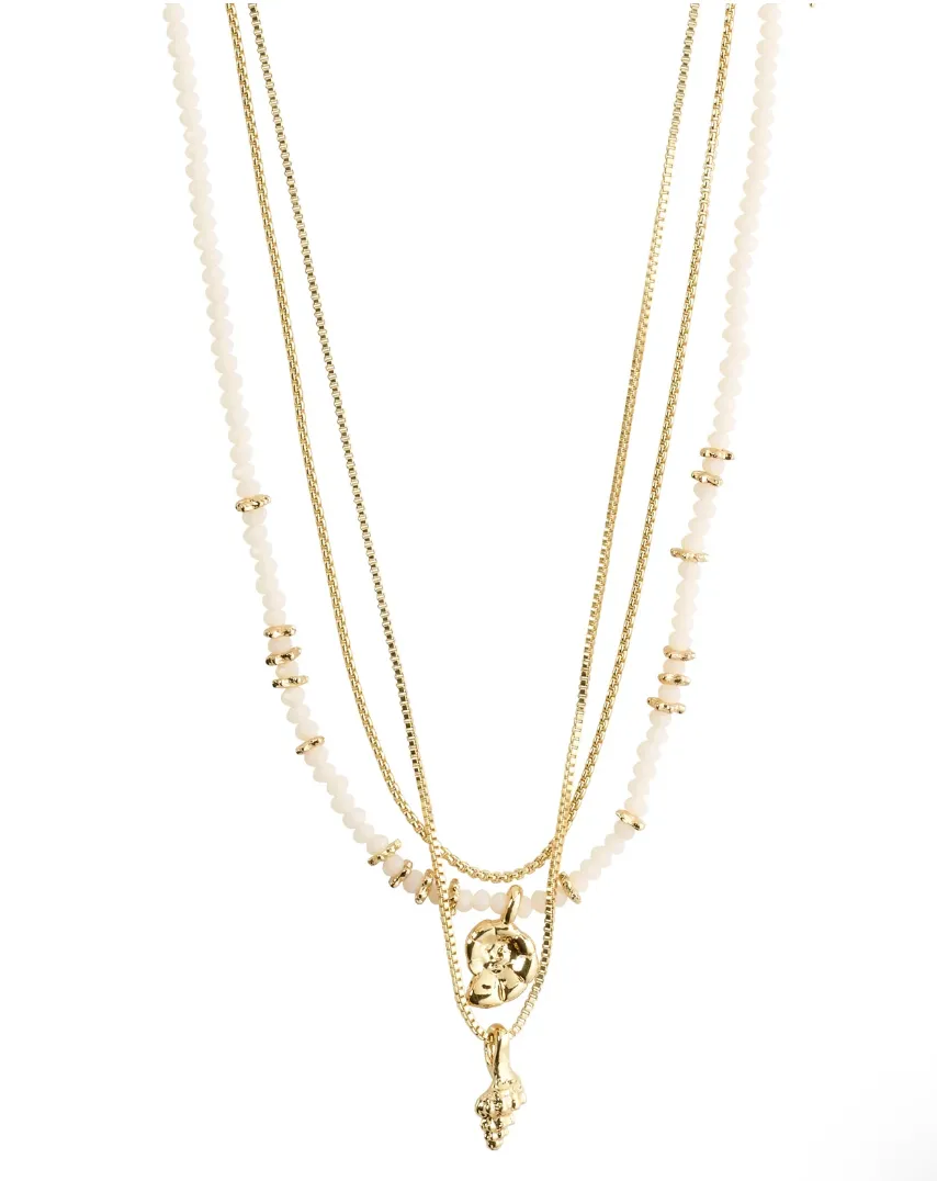 Pilgrim Seashell 3in1 Neck White/Gold