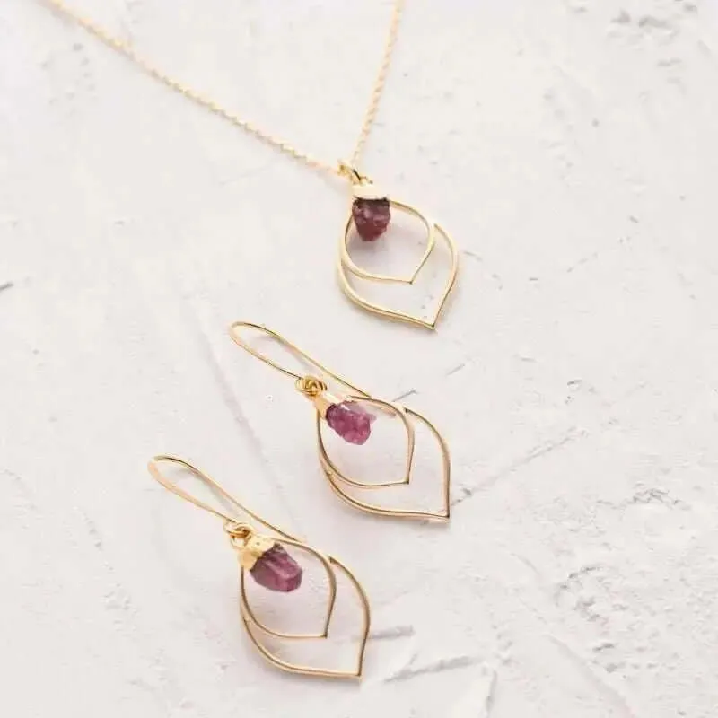 Pink Tourmaline Earrings: Teardrop