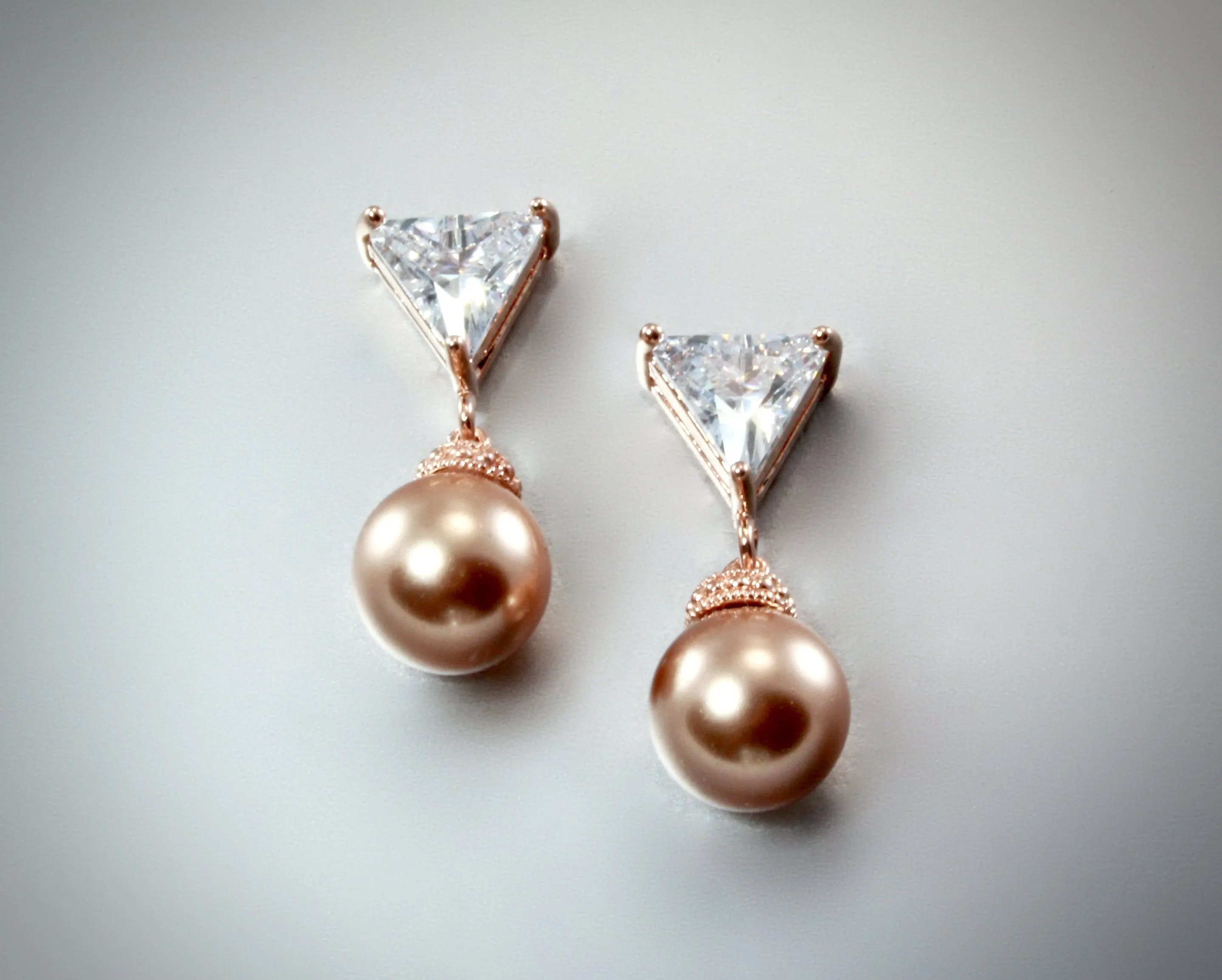 "Calla" - Swarovski Pearls and 14K Rose Gold-Filled Earrings