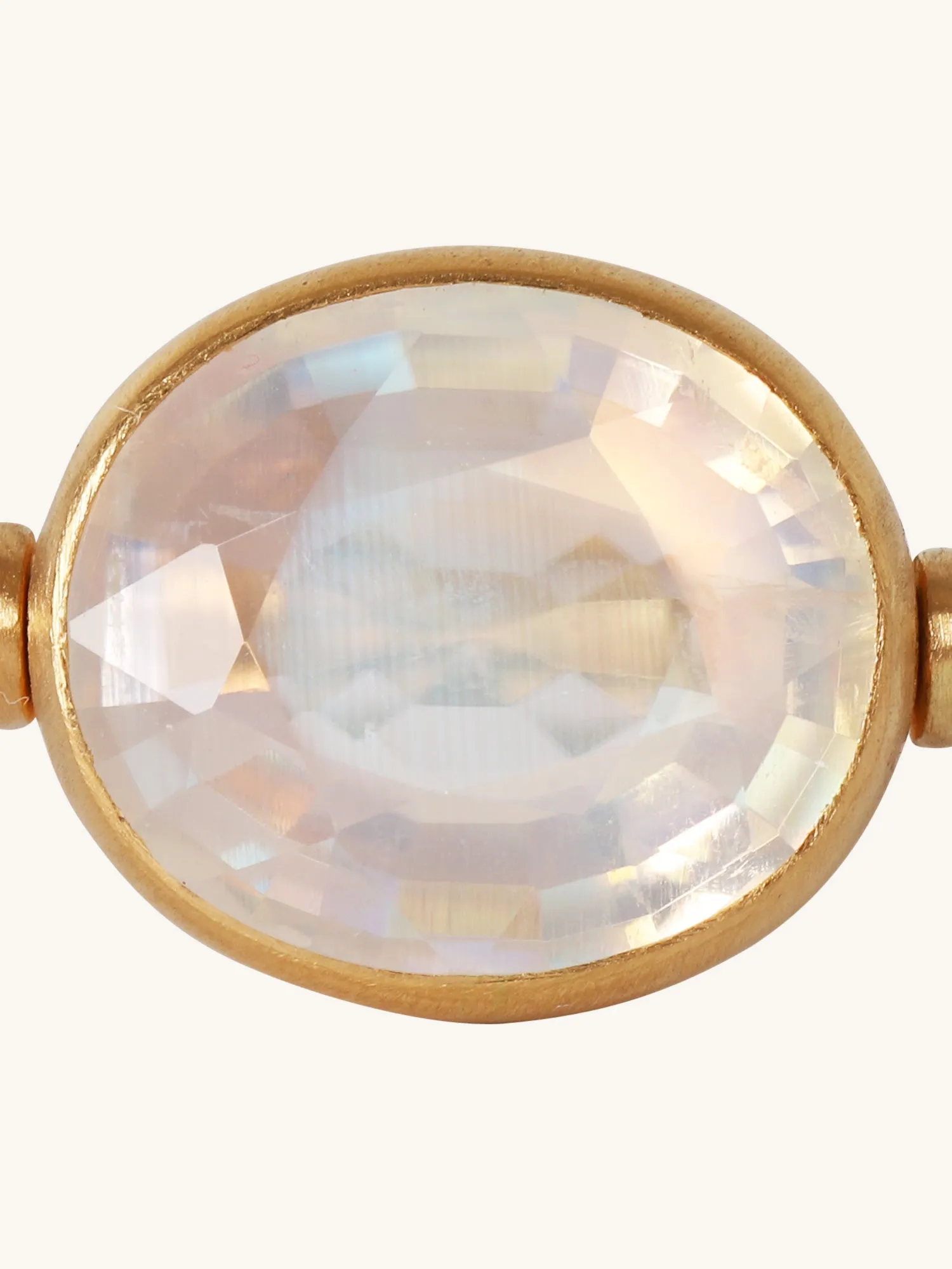 Rainbow Moonstone & 22k Yellow Gold Ring