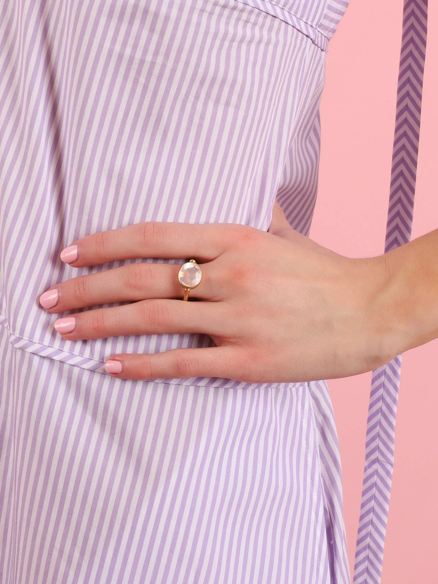 Rainbow Moonstone & 22k Yellow Gold Ring