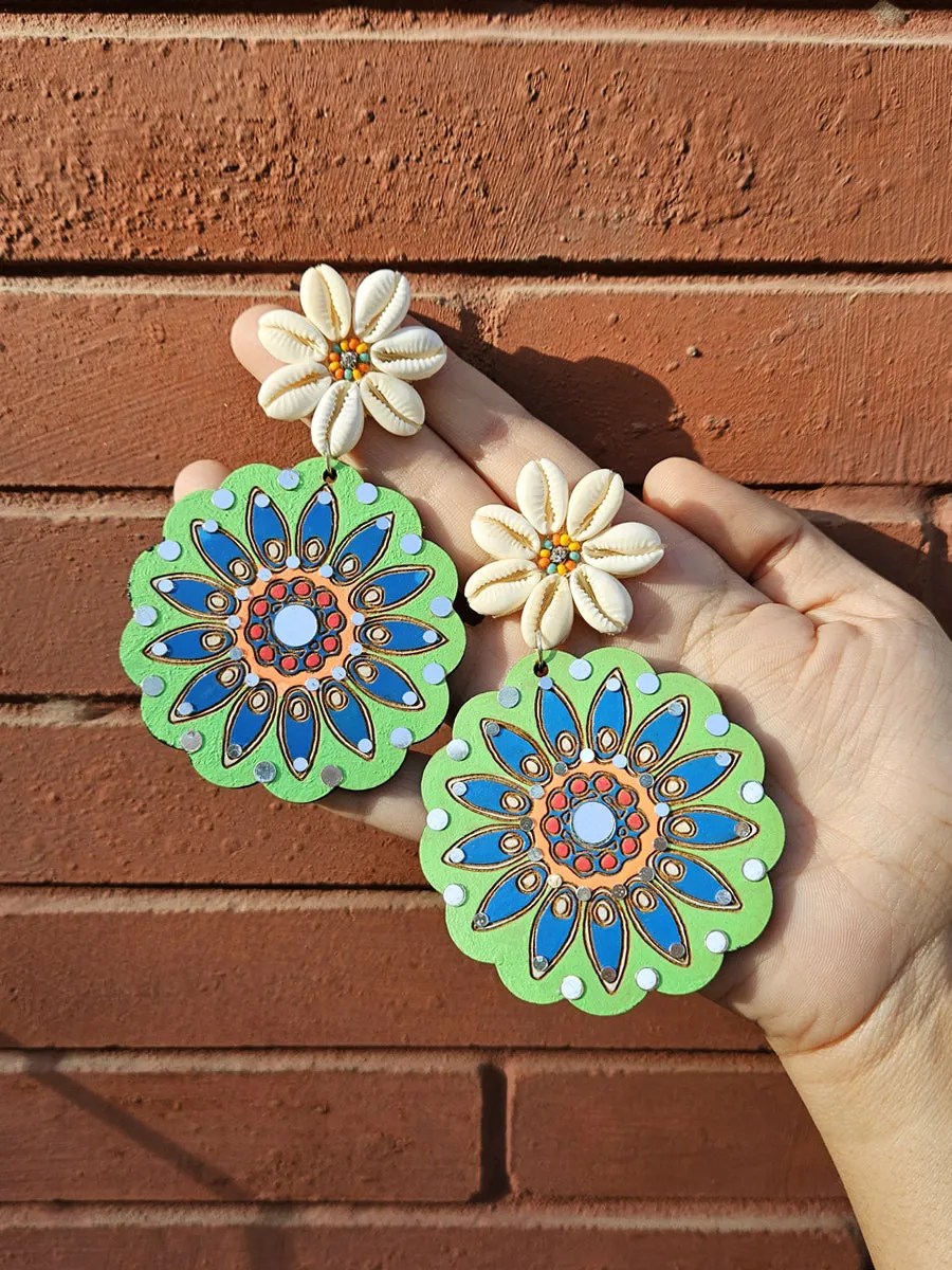 Rangoli Shell Handpainted Earrings