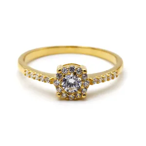 Real Gold Exquisite Luxury Solitaire Stone Ring with Regal Design 0377 (SIZE 5) R2534