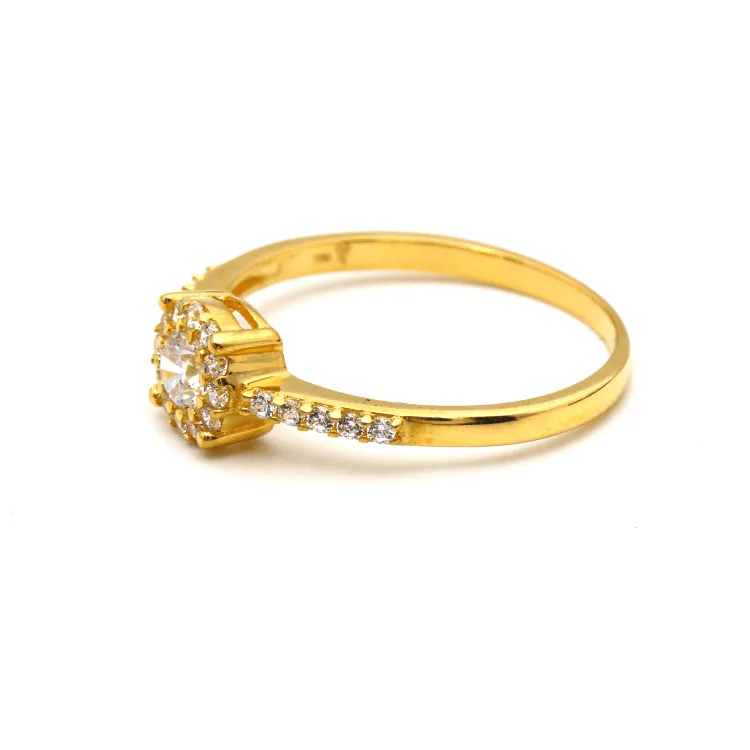 Real Gold Exquisite Luxury Solitaire Stone Ring with Regal Design 0377 (SIZE 5) R2534