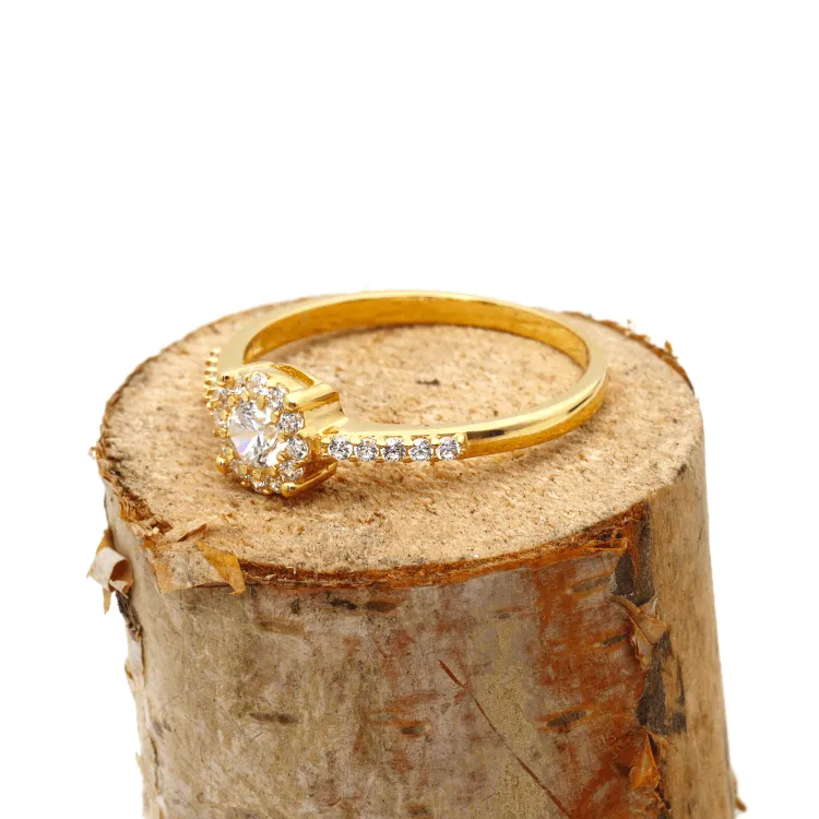 Real Gold Exquisite Luxury Solitaire Stone Ring with Regal Design 0377 (SIZE 5) R2534