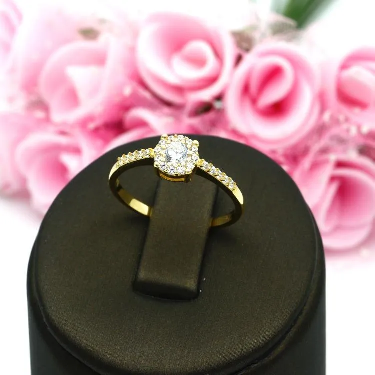 Real Gold Exquisite Luxury Solitaire Stone Ring with Regal Design 0377 (SIZE 5) R2534