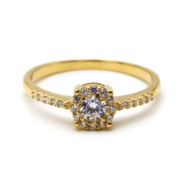 Real Gold Exquisite Luxury Solitaire Stone Ring with Regal Design 0377 (SIZE 5) R2534