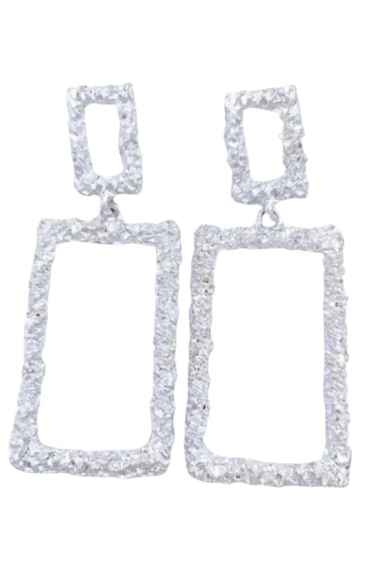 Rectangular Geometric Bling Drop Earrings