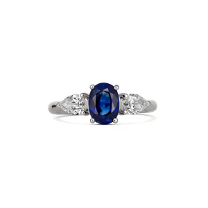 Regal Collection® Three Stone Blue Sapphire and Diamond Ring | White Gold