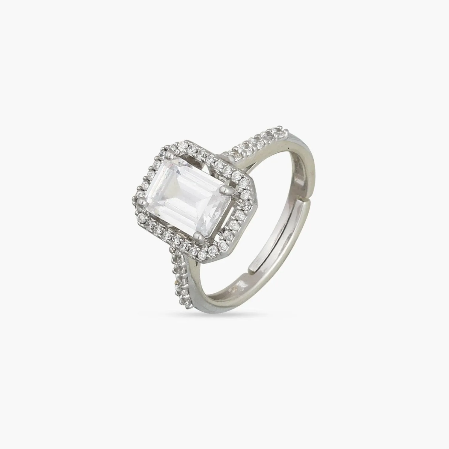 Regal Square Statement CZ Silver Ring