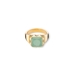 Ring Spikes Square Aventurine gold-green