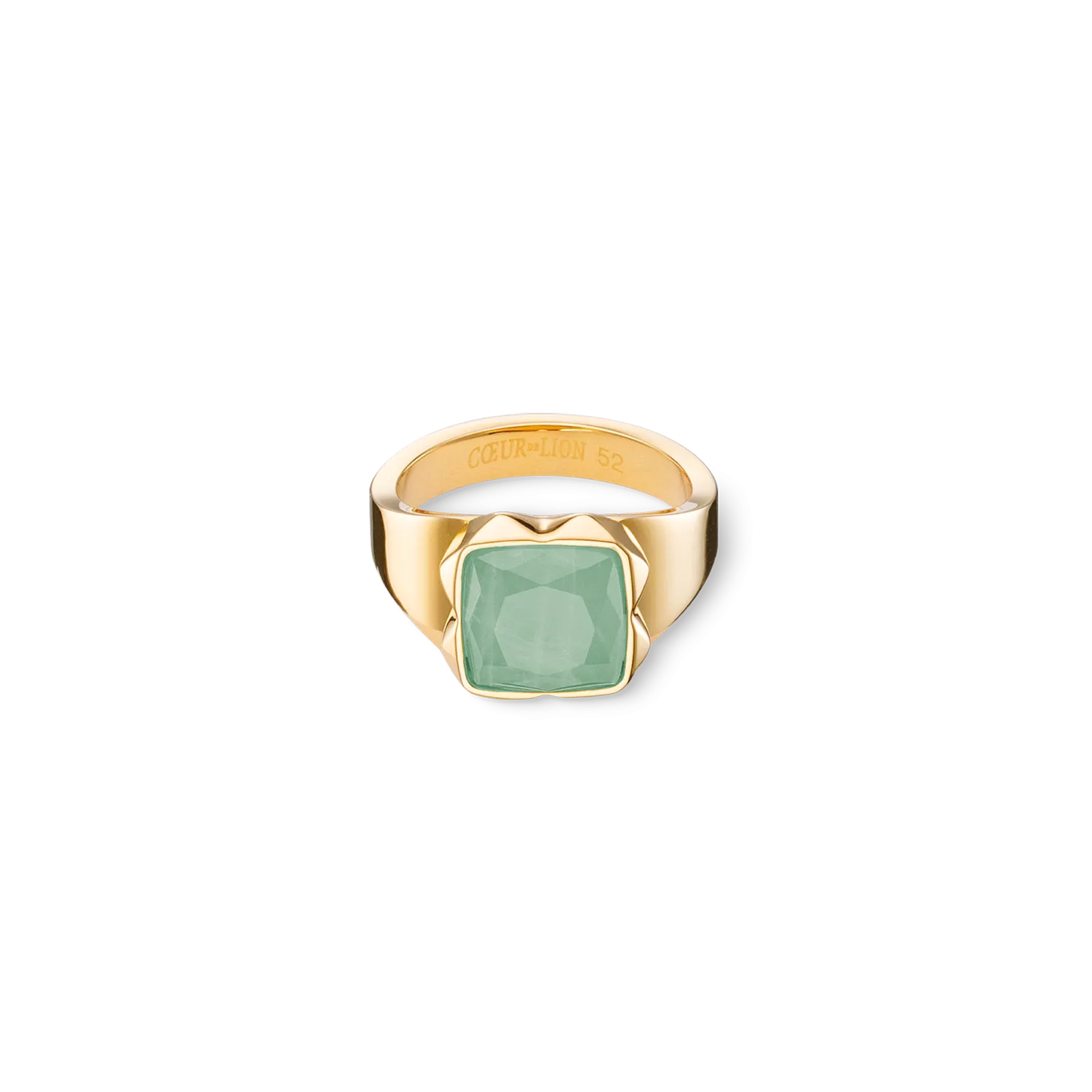 Ring Spikes Square Aventurine gold-green