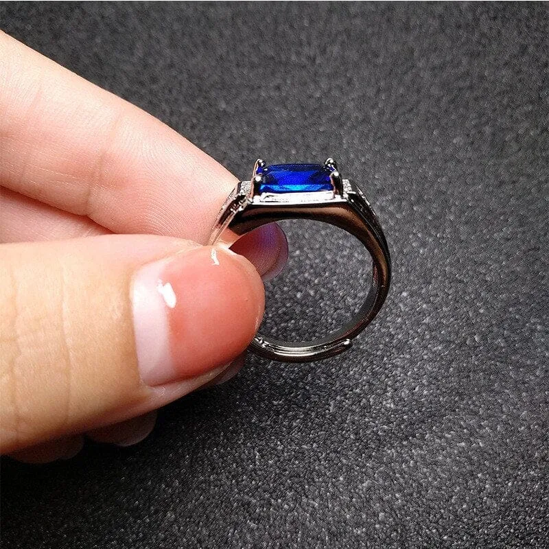 Sapphire White Gold Filled Resizable Ring