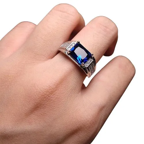 Sapphire White Gold Filled Resizable Ring