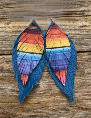 Serape Feather Handcrafted Suede Leather Earrings