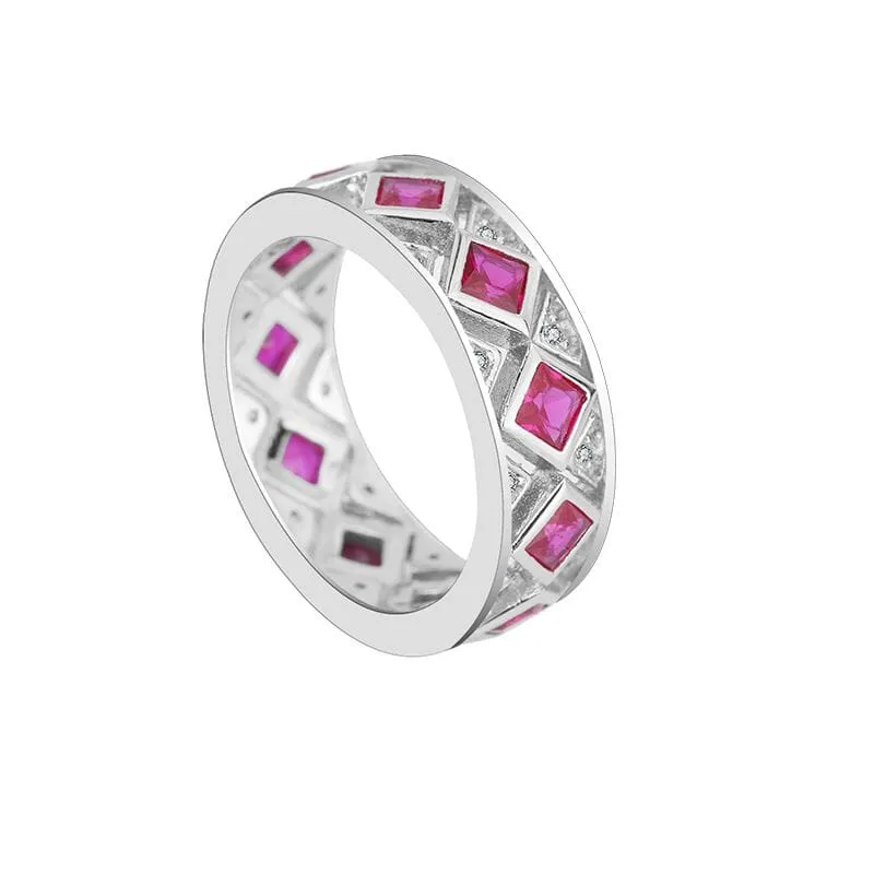 Shiny Ruby 925 Sterling Silver Band Ring