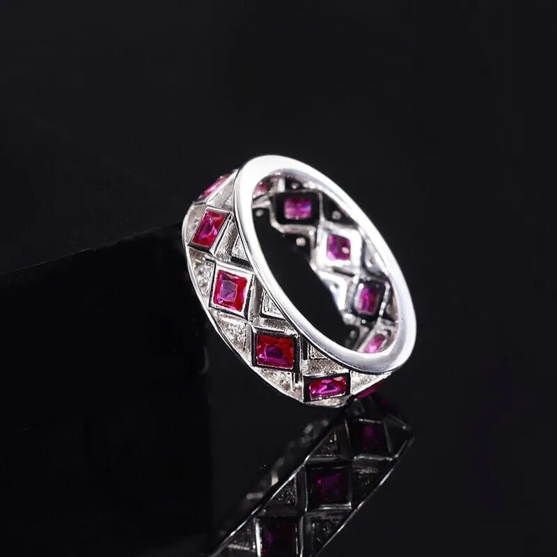 Shiny Ruby 925 Sterling Silver Band Ring