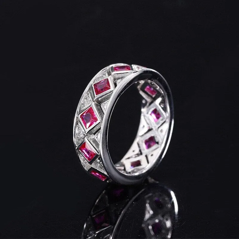 Shiny Ruby 925 Sterling Silver Band Ring