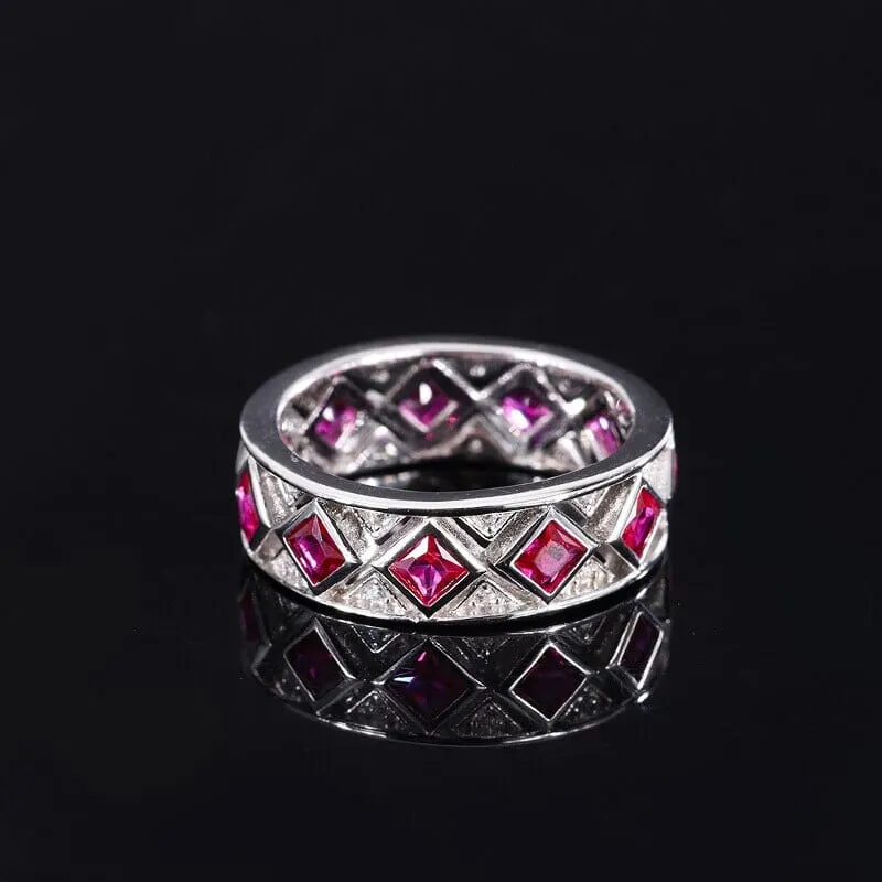 Shiny Ruby 925 Sterling Silver Band Ring