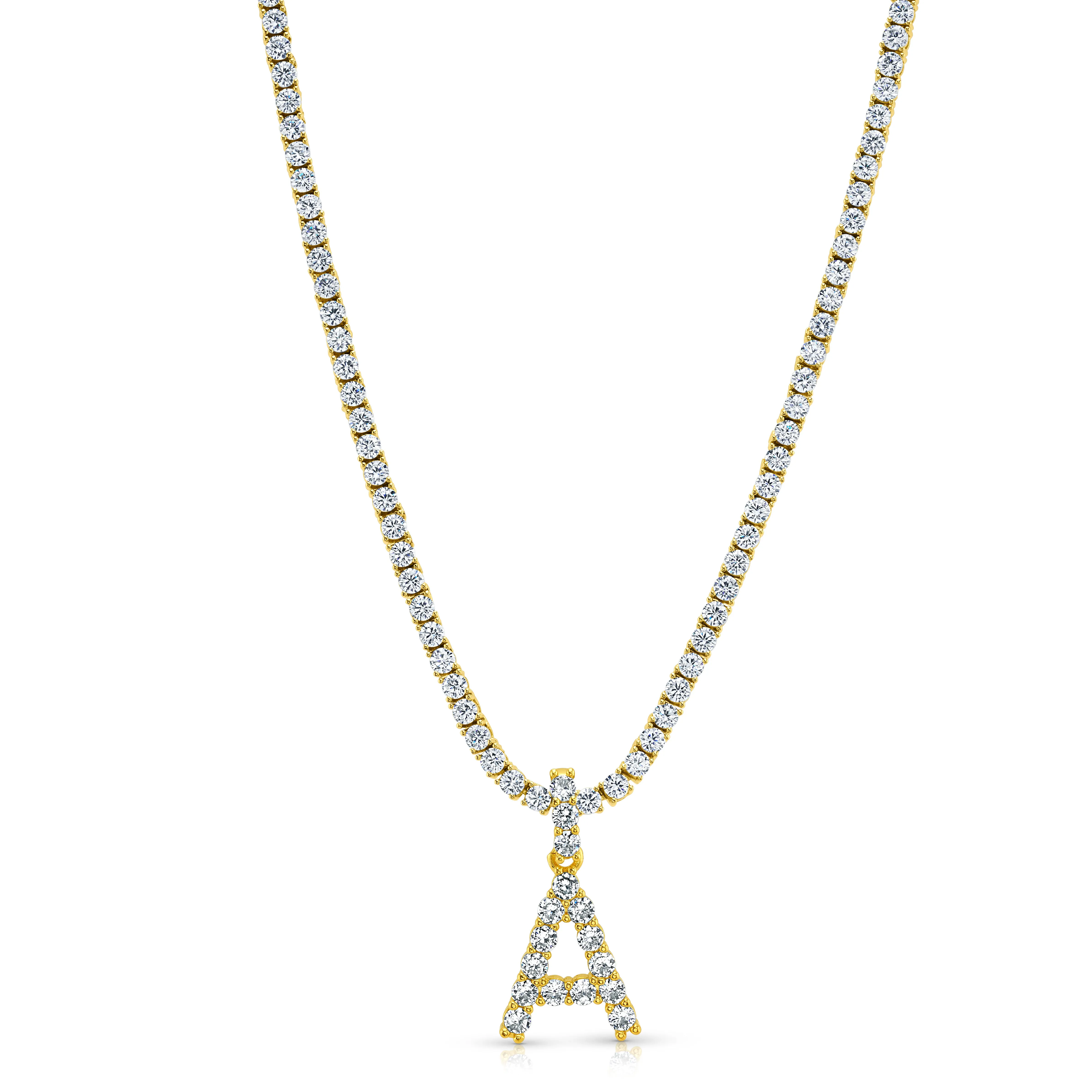 SIGNATURE TENNIS INITIAL NECKLACE, GOLD